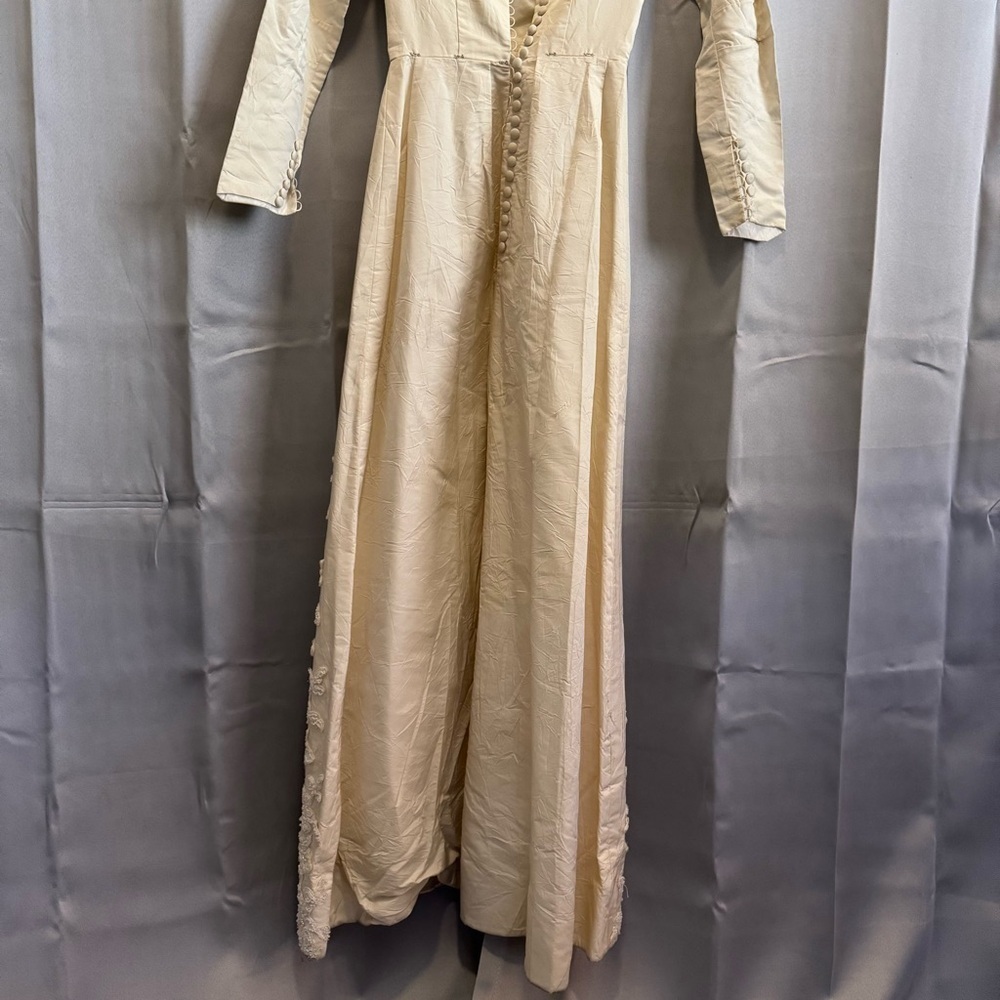 Vintage Handmade Cream Beaded Dress Button Back XS Wedding 50s - 60a Rare Read - Picture 6 of 16